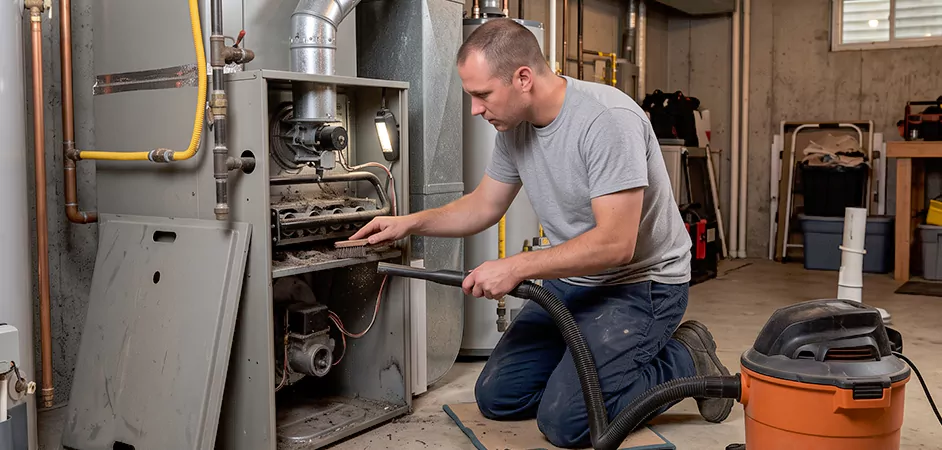 Burner and Heater Compartment Lint Removal in Conroe